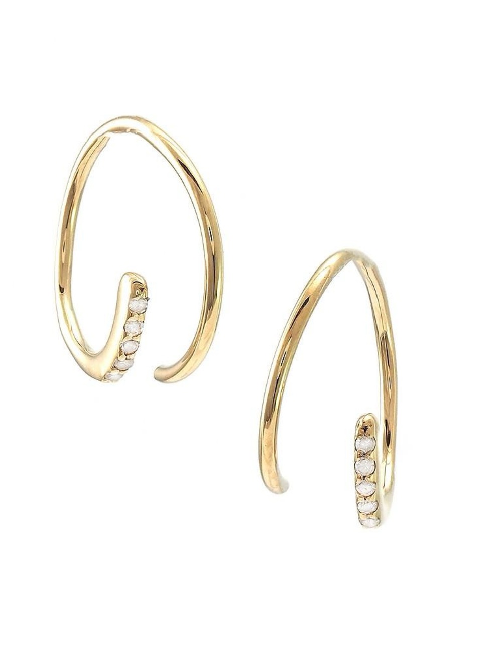 Solid Real Yellow Gold Single Diamond Stud Earrings Pave 0.03 ctw
